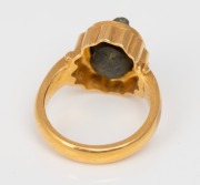 A 22ct gold ring, set with a carved hardstone cameo, unknown age and origin, ​​​​​​​8.9 grams total. - 2