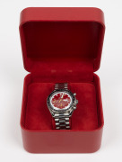 OMEGA "Speedmaster" gents automatic wristwatch with red dial and three subsidiary dials, in stainless steel case with original buckle and bracelet, housed in an Omega box, 4.1cm wide including crown - 2