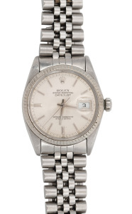 ROLEX "Oyster Perpetual Datejust" gents wristwatch in stainless steel case with original bracelet and clasp, 3.9cm wide including crown
