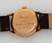 OMEGA vintage gents wristwatch in 9ct gold case, Arabic and baton numerals with manual movement, mid 20th century, 3.6cm wide including crown - 2