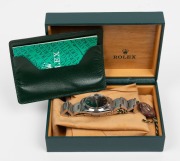 ROLEX "Oysterdate" gents wristwatch with manual movement, black dial with gold baton numerals and original bracelet and clasp, housed in original box with papers and wax seal, near mint condition, 3.9cm wide including crown - 2