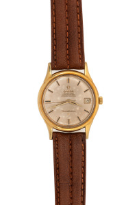 OMEGA "Constellation" gents automatic chronograph wristwatch in 18ct solid gold case with baton numerals and date window, housed in Omega box with documentation, 3.5cm wide including crown