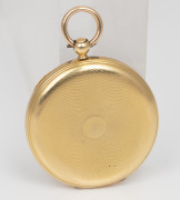 An antique 18ct gold cased open faced pocket watch with handsomely engraved dial, subsidiary seconds, Roman numerals and key wind movement in plush fitted box, 19th century, 5.5cm high including bow, 40 grams total including movement - 3