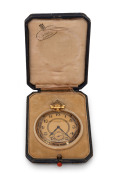 G&Uuml;BELIN​​​​​​​&nbsp;antique French 18ct solid gold cased open faced pocket watch with enamel highlights, housed in original plush fitted and branded box, 5.8cm high including bow, 45 grams total including movement - 2