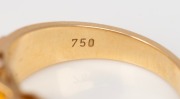 An 18ct gold ring, set with an approximately 1ct brilliant cut diamond flanked by six diamonds on each shoulder, 20th century, 6.3 grams - 3