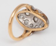 An Art Deco 18ct yellow gold and platinum ring, set with diamonds, 9.6 grams total - 2