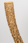 A fine and impressive antique Chinese carved ivory tusk&nbsp;displayed on original rosewood table stand, Qing&nbsp;Dynasty, 19th century, 60cm high, 48cm wide overall - 2