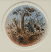 SAMUEL THOMAS GILL (1818-1880), Kangaroo Stalking, gouache and pencil, signed and titled in the lower margin "S.T.G.", titled verso with Christie's provenance, 16cm diameter, 29 x 32cm overall.