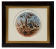 SAMUEL THOMAS GILL (1818-1880), Kangaroo Stalking, gouache and pencil, signed and titled in the lower margin "S.T.G.", titled verso with Christie's provenance, 16cm diameter, 29 x 32cm overall. - 2