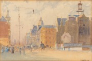 JOHN SOMMERS Snr (1846-1930), (Melbourne street scene), watercolour, signed lower right "J. Sommers Sen.", 16 x 24cm, 37 x 45cm overall.