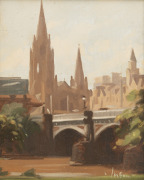 GRAHAME INSON (1923-2000), (Princes Bridge, Melbourne), oil on board, signed lower right "Inson", 36 x 29cm, 55 x 49cm overall.