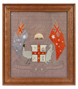 ADVANCE AUSTRALIA Federation era silk embroidery, 19th century, 52 x 46cm overall