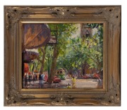 BRUCE EDWARD FLETCHER (b.1937), Collins Street, oil on board, signed lower right "Fletcher", 33 x 40cm, 50 x 57cm overall. - 2