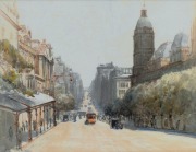 GEORGE HYDE POWNALL&nbsp;(1866-1939), Collins Street, Looking West, 1926, watercolour, signed lower left "G.H. POWNALL" and titled verso, 24 x 30cm, 38 x 44cm overall.