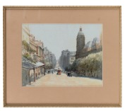 GEORGE HYDE POWNALL&nbsp;(1866-1939), Collins Street, Looking West, 1926, watercolour, signed lower left "G.H. POWNALL" and titled verso, 24 x 30cm, 38 x 44cm overall. - 2
