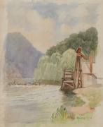 GEORGE HYDE POWNALL (1866-1939), Dights Mill, watercolour, signed lower right "Geo. Hyde P.", 28 x 19cm,&nbsp;54 x 44cm overall.