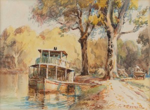 GEORGE HYDE POWNALL (1866-1939), On the Murray, watercolour, signed lower right "G. H. Pownall", 15 x 20cm, 39 x 42cm overall.