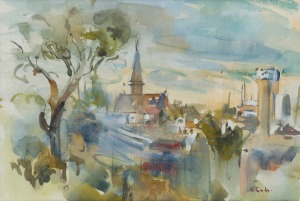 ELEANOR CONSTANCE (NORNIE) GUDE (1915-2002), View of Hawthorn, watercolour, signed lower right "N. Gude", 16.5 x 25cm, 40 x 47cm overall.