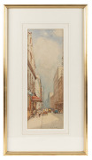GEORGE HYDE POWNALL (1866-1939), Flinders Lane, watercolour, signed lower right "Geo. H. Pownall", 46 x 17cm, 67 x 37.5cm overall. - 2