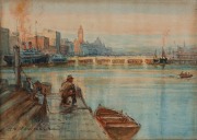 GEORGE HYDE POWNALL (1866-1939), Harbour scene, watercolour, signed lower left "G.H. Pownall", 13 x 18cm,&nbsp;28 x 32cm overall.