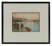 GEORGE HYDE POWNALL (1866-1939), Harbour scene, watercolour, signed lower left "G.H. Pownall", 13 x 18cm,&nbsp;28 x 32cm overall. - 2