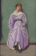 CONSTANCE TEMPE MANNING (1896-1960), (the pink dress), oil on board, signed lower left "Tempe Manning, 1917", 46 x 30cm, 62 x 46cm overall