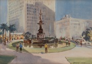 ERNEST VOGEL (1909-1993), Spring Street, Melbourne, watercolour, signed lower right "Ernest Vogel", 27 x 38cm, 49 x 58cm overall.