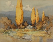 CLIFFORD DUDLEY WOOD (1905-1980), Ovens River, Myrtleford, watercolour, signed lower left "C. Dudley Wood, 1946", 35 x 44cm, 47 x 56cm overall.