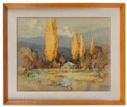 CLIFFORD DUDLEY WOOD (1905-1980), Ovens River, Myrtleford, watercolour, signed lower left "C. Dudley Wood, 1946", 35 x 44cm, 47 x 56cm overall. - 2
