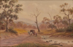 GEORGE HYDE POWNALL (1866-1939), On a country track, oil on board, signed lower left "G. Hyde", 30 x 44cm, 49 x 64cm overall.