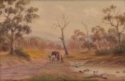 GEORGE HYDE POWNALL (1866-1939), On a country track, oil on board, signed lower left "G. Hyde", 30 x 44cm, 49 x 64cm overall.