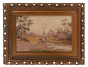 GEORGE HYDE POWNALL (1866-1939), On a country track, oil on board, signed lower left "G. Hyde", 30 x 44cm, 49 x 64cm overall. - 2