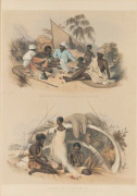 GEORGE FRENCH ANGUS (1822-1886), Encampment of Native Women, near Cape Jervis, and Natives of Encounter Bay, lithograph in colour&nbsp;on a single sheet, housed in an attractive fiddleback blackwood frame, 42 x 31cm, 71 x 59cm overall.