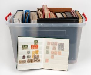 GERMANY: A very diverse range of collections and stocks in 14 large albums and stockbooks, including all periods, States, Colonies, Occupied Territories, etc. An enormous project! (1000s).