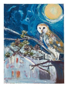 TREVOR BOYD STEVENS (Australian), (powerful owl), oil on canvas, signed lower left "T.B.S., '17", 100 x 75cm overall