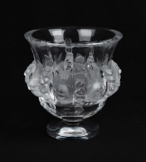 LALIQUE French crystal vase with swallow decoration, engraved "Lalique, France", 12cm high.