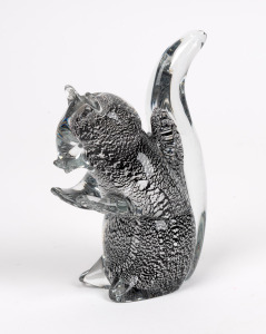 A Murano glass squirrel statue with silver foil inclusions, 15cm high