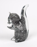 A Murano glass squirrel statue with silver foil inclusions, 15cm high