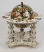A vintage Italian ceramic globe of the world in the 17th century style, mid 20th century, A/F, 40cm high, 40cm wide - 2