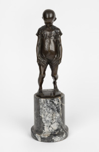 EDUARD WEBER (1865-1940), bronze sculpture portrait of a child, signed on black marble base, 30.5cm high