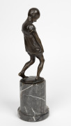 EDUARD WEBER (1865-1940), bronze sculpture portrait of a child, signed on black marble base, 30.5cm high - 3