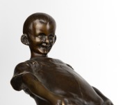 EDUARD WEBER (1865-1940), bronze sculpture portrait of a child, signed on black marble base, 30.5cm high - 5