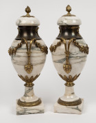 A pair of antique French variegated marble cassolettes with ormolu mounts, 19th century, 45cm high - 2