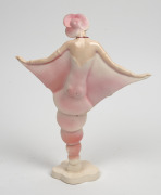 A Continental Art Deco porcelain statue of a dancing lady in a pink frock,&nbsp; 26.5cm high&nbsp; - 2