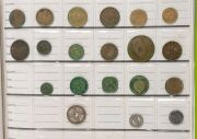 AN ACCUMULATION OF ASSORTED COINS, MEDALLIONS AND BADGES: Housed in a green album with a quantity loose. Of note: 1966 Australian 50 cents pieces, 1927 Australian Floren, decimal and pre-decimal Australian coins, coins of the world, numerous pennies etc. - 5