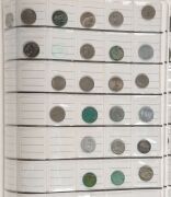 AN ACCUMULATION OF ASSORTED COINS, MEDALLIONS AND BADGES: Housed in a green album with a quantity loose. Of note: 1966 Australian 50 cents pieces, 1927 Australian Floren, decimal and pre-decimal Australian coins, coins of the world, numerous pennies etc. - 6