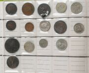 AN ACCUMULATION OF ASSORTED COINS, MEDALLIONS AND BADGES: Housed in a green album with a quantity loose. Of note: 1966 Australian 50 cents pieces, 1927 Australian Floren, decimal and pre-decimal Australian coins, coins of the world, numerous pennies etc. - 7