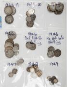 1910 - 1965 accumulation, somewhat organized by year in plastic sheets with all denominations except &frac12;d's represented. Very mixed condition. Also noted a small amount of GB copper. - 2