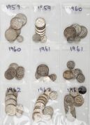 1910 - 1965 accumulation, somewhat organized by year in plastic sheets with all denominations except &frac12;d's represented. Very mixed condition. Also noted a small amount of GB copper. - 4