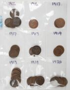 1910 - 1965 accumulation, somewhat organized by year in plastic sheets with all denominations except &frac12;d's represented. Very mixed condition. Also noted a small amount of GB copper. - 5